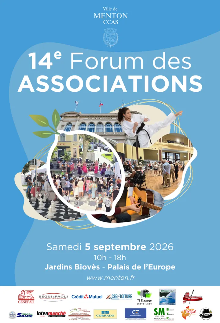 Affiche du 14e Forum des associations de Menton, 5 septembre 2026