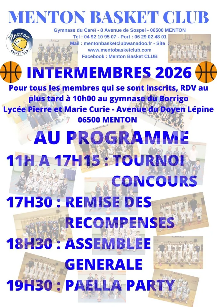 Affiche du tournoi Intermembres 2026 au gymnase du Borrigo